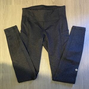 marled grey mid rise speed tights